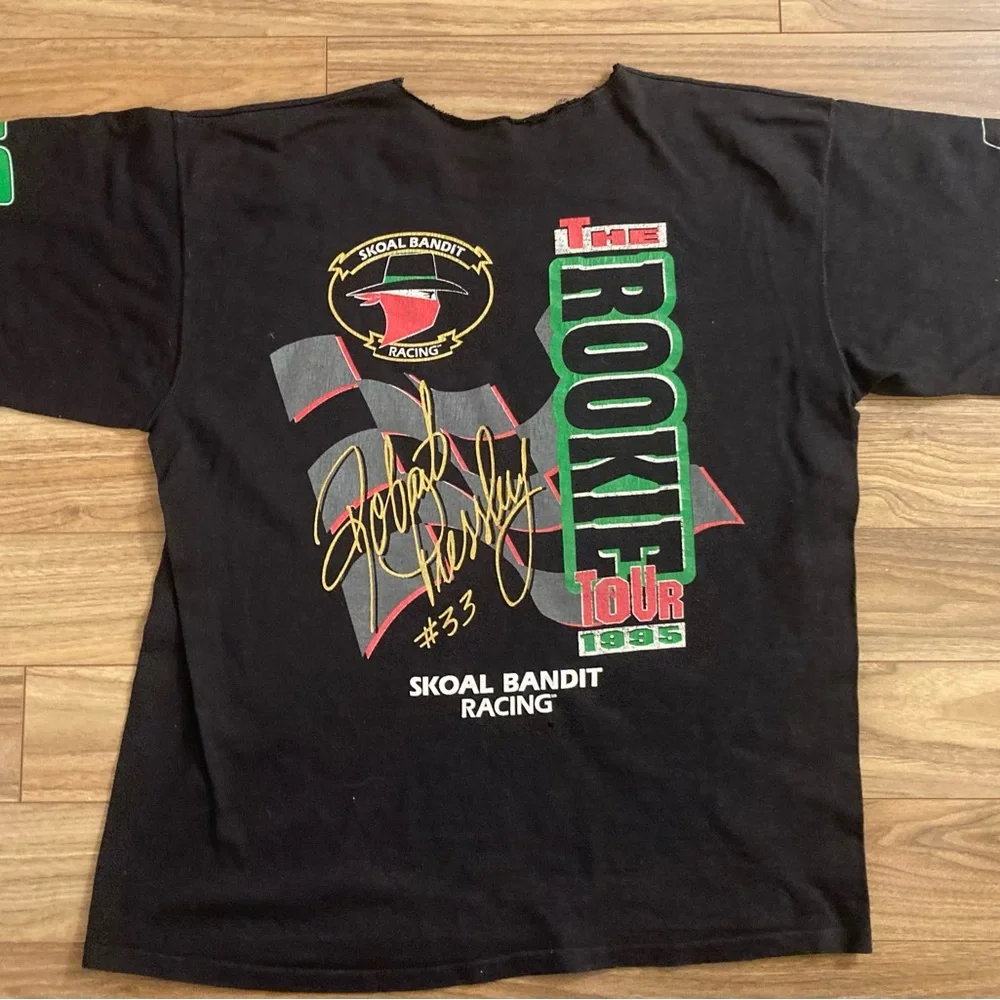 VTG 1995 NASCAR Robert PRESSLEY T Shirt SKOAL Bandit #3 XL Black Green Rookie - Picture 4 of 4